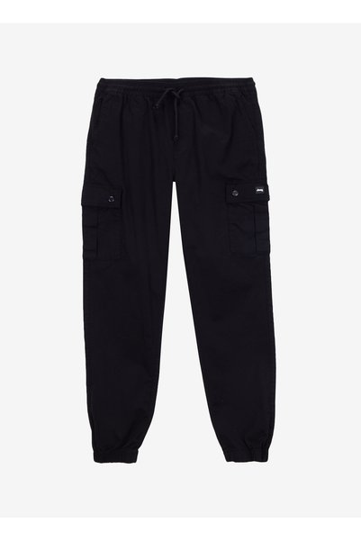 Elastic Waist Elastic Leg Standard Black Men's Cargo Pants J4Wm-Pnt4099