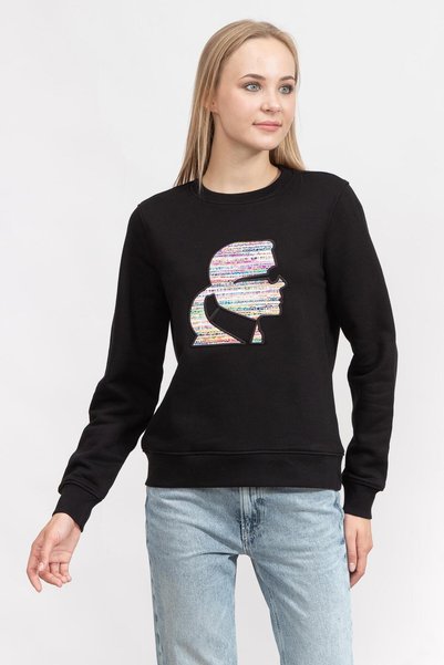 Boucle Women's Crew Neck Sweatshirt Black