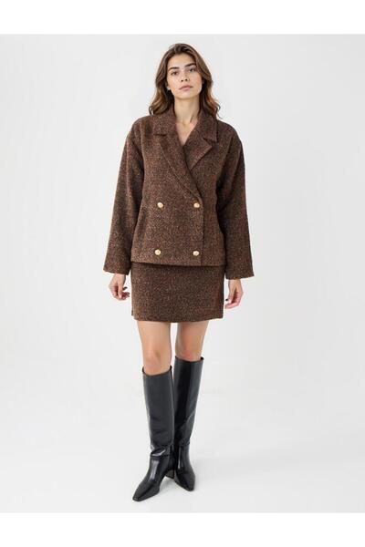 Bitter Brown Slim Fit Regular Waist Cashmere Mini Skirt