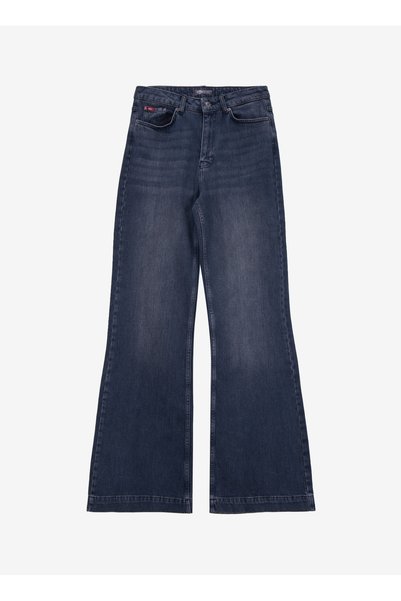High Waist Wide Leg Regular Black - Anthracite Women's Denim Trousers 261 Lcf 121008 Sandy R
