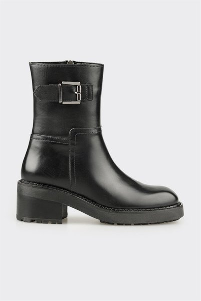 Black Leather Women's Casual Boots