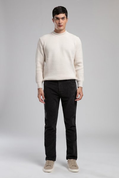 Ricky nd 1 men's high-rise straight fit comfortable high waist velvet trousers straight leg gray