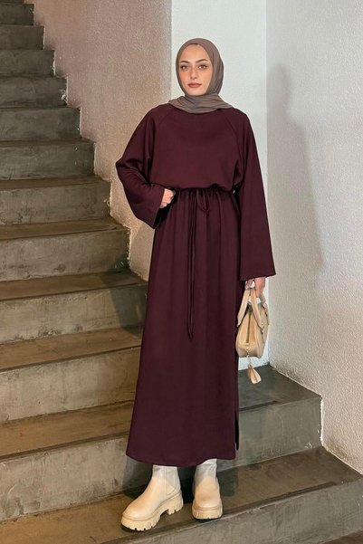 Tie Detail Dress Burgundy