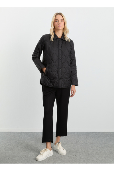 Black Women's Standard Quilted Coat 25Ksl6150