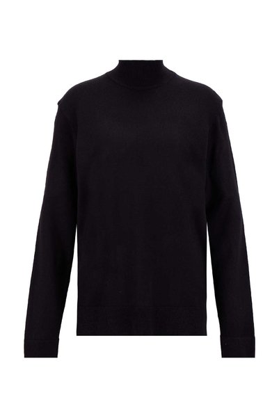 Limon Half Turtleneck Basic Plain Black Men's Sweater Mml5Wm-Kzk9527
