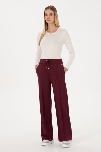 Women's Burgundy Modal Blend Loose Fit Sweatpants 50314223-Vr177