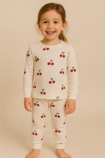 Girl's Cherry Patterned Pajama Set