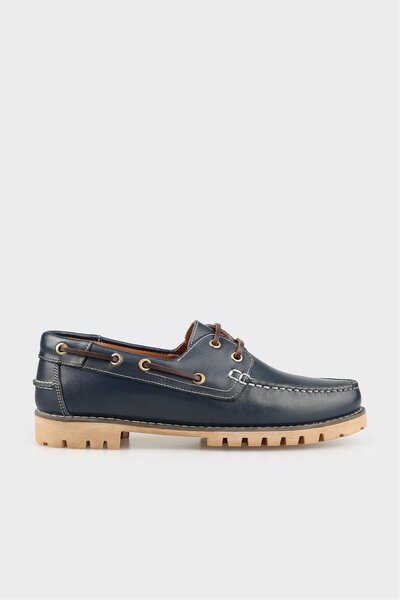 Navy Blue Leather Men's Casual Shoes