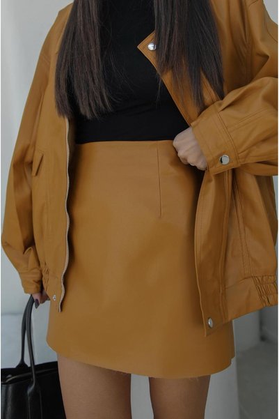 Mustard Will Leather Skirt with Shorts