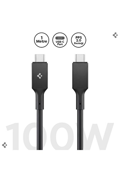 USB-C до USB-C кабел од 1 метар 100W напојување/PPS 2.0 супер брзо полнење/5 Gbps Type-C црн - ACA09459