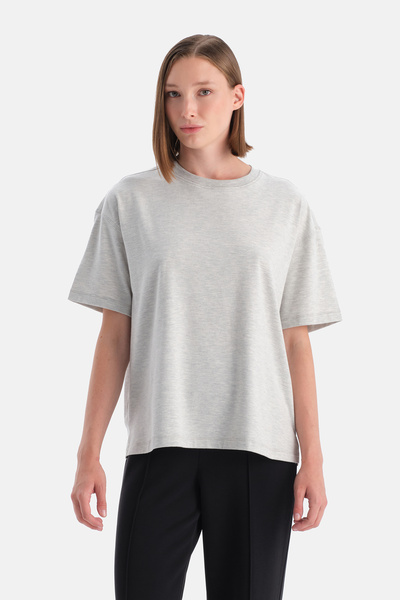 Gray Melange Women's Crew Neck T-Shirt