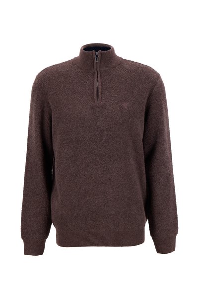 Boat Neck Slim Fit Plain Brown Men's Sweater F5WM-KZK 2316