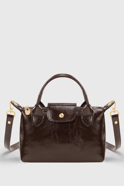 Patent Leather Brown Versatile Pu Leather Crossbody Bag