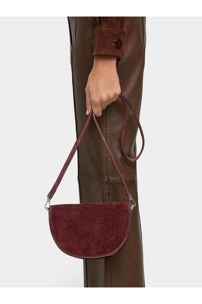 Clamshell Suede Crossbody Bag