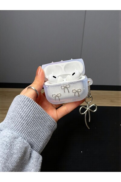 Футрола за слушалки компатибилна со Airpods Pro 2-ра генерација со светки и 3D машна, компатибилна со Pro Ios Android