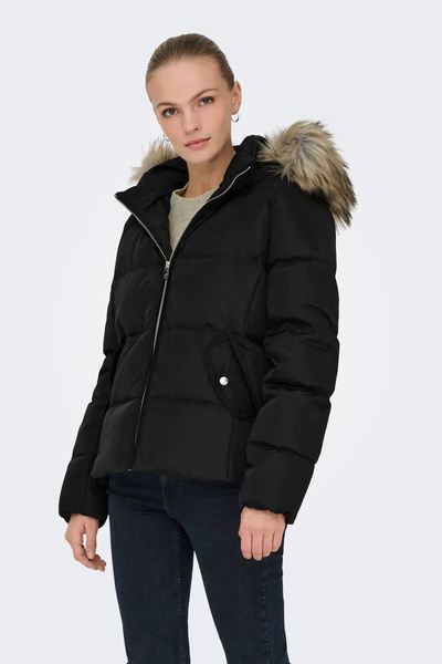Women's Hooded Fur Coat 15349780 Black