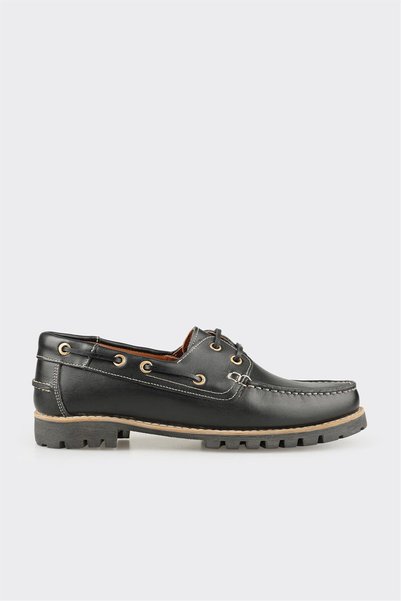 Black Leather Men's Casual Shoes