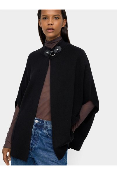 Stand Collar Knitted Poncho