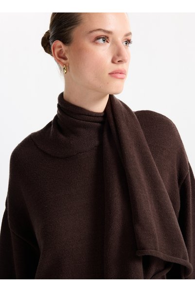 Shawl Collar Relaxed Solid Coffee Sweater Women F5Wl-Kzk0084