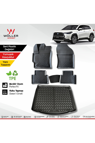 Toyota Corolla Cross сет патосници и када за багажник компатибилен од 2022 до 2026 3d Ultraflex сет