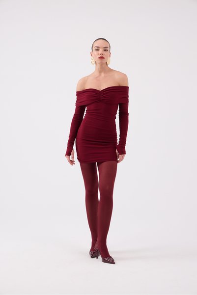 Madonna Collar Lined Mini Dreamer Dress Claret Red