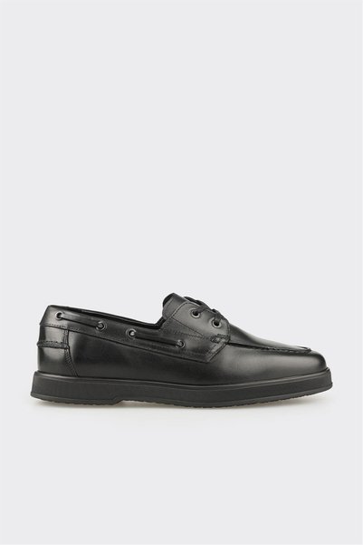 Black Leather Men's Casual Shoes