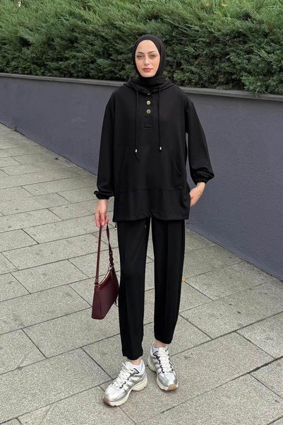 Hooded Double Suit Black