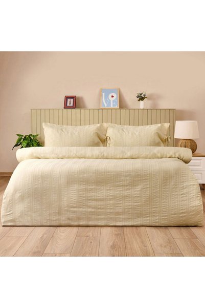 Soft Dobby Single Duvet Cover Set - Ecru