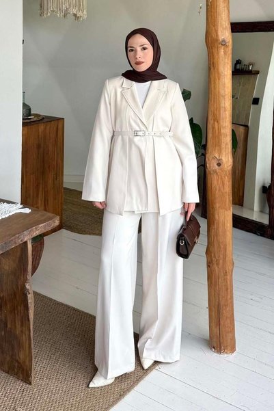 Pensli Jacket-Pants Two-Piece Set Cream