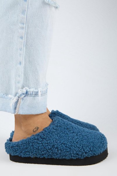 (Orlina) Women's Tedy Sabo Platform Midnight Blue Slippers