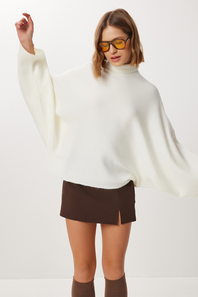 Bat Sleeve Turtleneck Knitwear Sweater Lmt0049 Kemi̇k