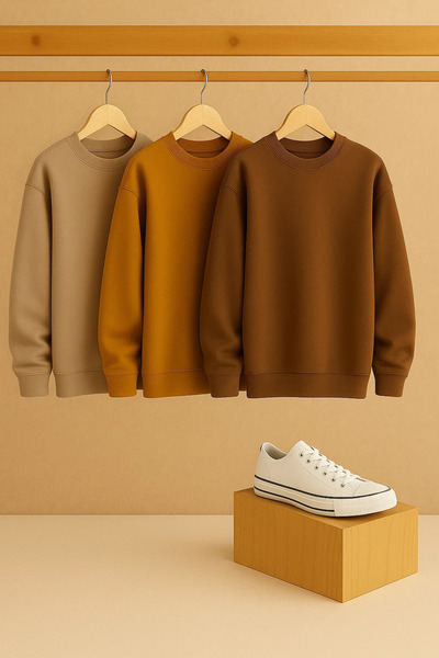 Women's Crew Neck Oversize 3-Piece Sweatshirt