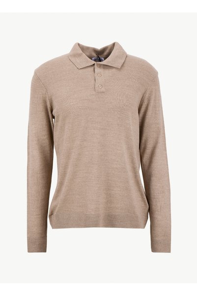 Limon Polo Neck Basic Plain Beige Men's Sweater Mml5Wm-Kzk9528
