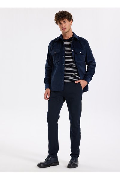 Navy Blue Men's Slim Fit Pants F4Wm-Pnt 2782
