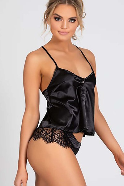 Lacy Satin Shorts Pajama Set
