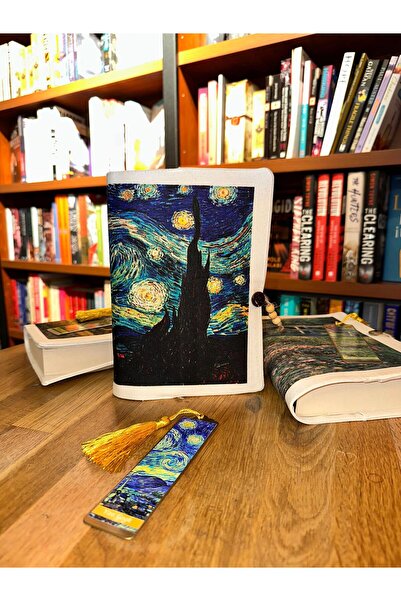 Навлака за книга и метален обележувач - Ѕвездена ноќ