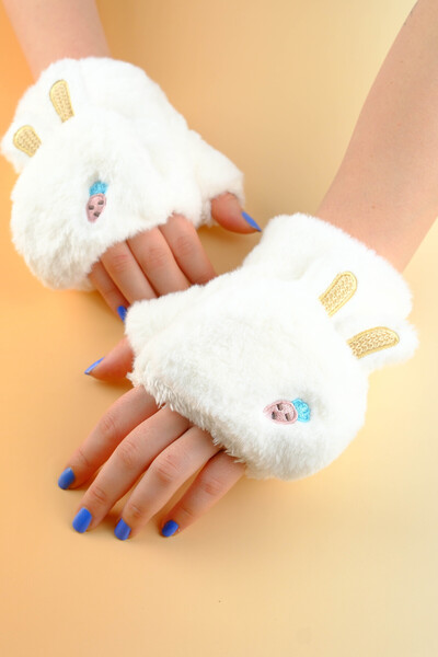 Plush fur knit gloves plush fingerless gloves winter soft warm thick girls boys 7 years and above