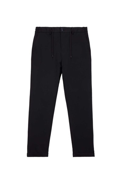Elastic Waist Elastic Cuff Jogger Black Men's Trousers J5WM-PNT7866