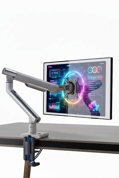 STD49012UW Elysium 17"-32" ултра тенок алуминиумски 2xUSB држач за еден монитор со амортизер VESA