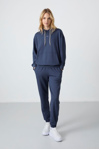 Petrol Hooded Kangaroo Pocket Comfortable Fit Elastic Leg Women's Tracksuit Set - 95288