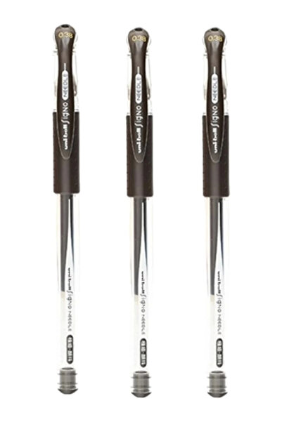 UNIBALL SIGNO NEEDLE ( 0.38 ) гел пенкало со игла врв кафеаво-црна ( три парчиња )