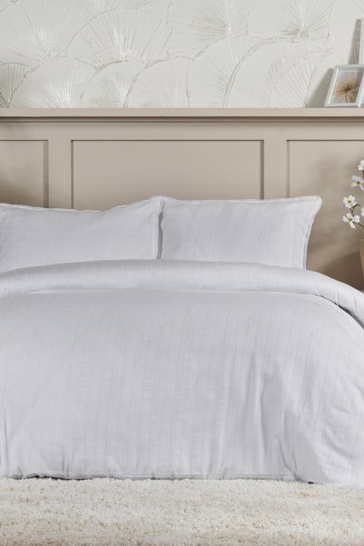 Diana Bedding Set Double Size Ranforce Fitted Sheet 4 Pieces (200X220 cm) White