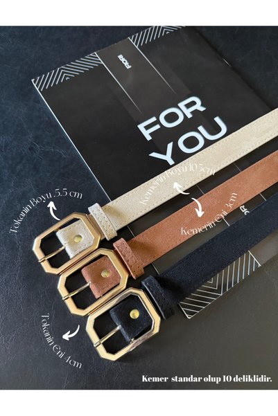 3-Piece Corner Buckle Women's Belt, Trouser Belt, Coat Belt, Dress Belt