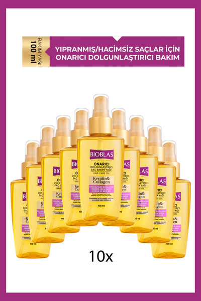 Keratin Collagen Repairing Plumping Hair Care Oil 100 ml Thin Damaged Hair 10 Pieces
