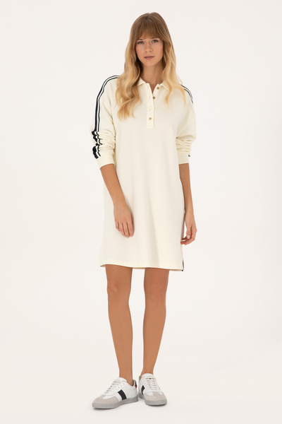 Women's Cream Polo Neck Mini Length Knitted Dress 50313934-Vr256
