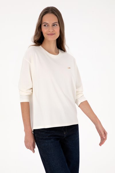 Women's Cream Crew Neck Sweatshirt 50318159-Vr071