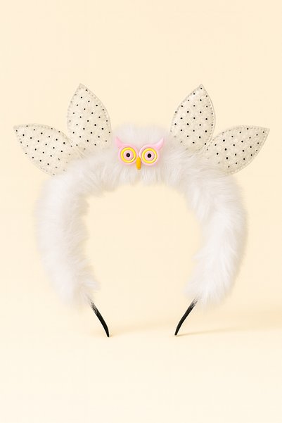 White crown with child owl accessory