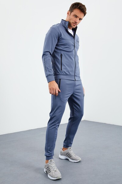 Petrol Mock Neck Zippered Standard Fit Cuffed Men's Tracksuit Set - 85160
