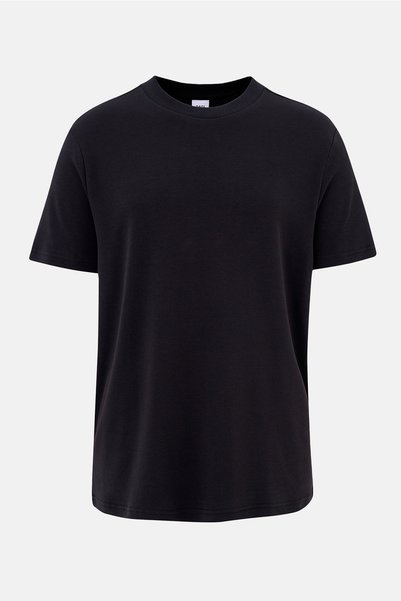 Black Silk Apre Thin Interlock Crew Neck T-Shirt