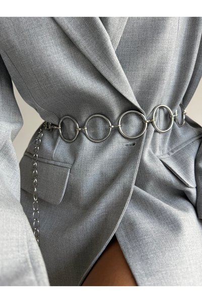 Women's Chain Waist Belt with Round Detail, Coat Belt, Dress Belt, Shirt Belt, Chain Belt